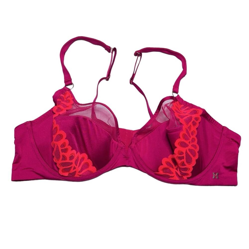 Savage X Fenty Savage Not Sorry Half Cup Bra Lace Goji Berry Red/Pink Smash 44D